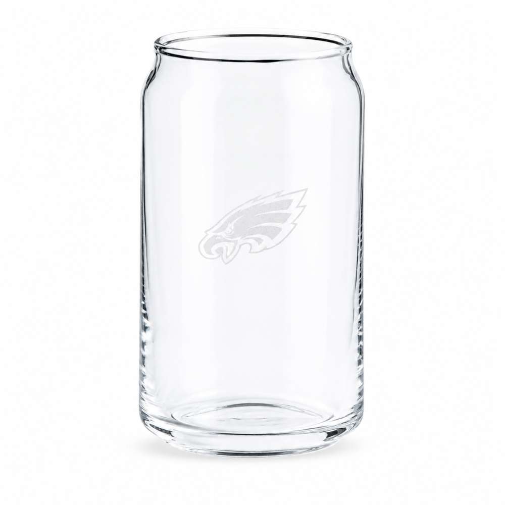 Philadelphia Eagles Crate & Barrel Beer Can 16oz Glass, Set of 4 with NFL team logo