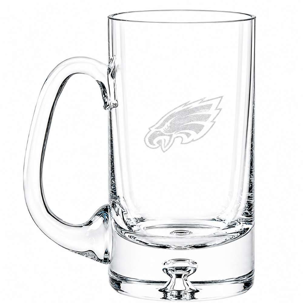 Philadelphia Eagles Crate & Barrel Direction 22oz Hand-Blown Beer Mug, Set of 4 hand-blown glass with team logo