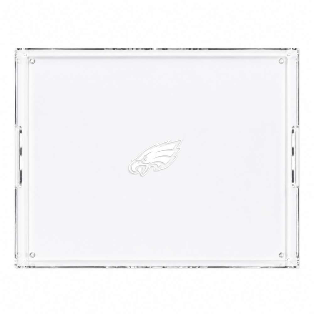 Philadelphia Eagles Crate & Barrel NFL Large Rectangle Acrylic Decorative Tray with team logo on white acrylic