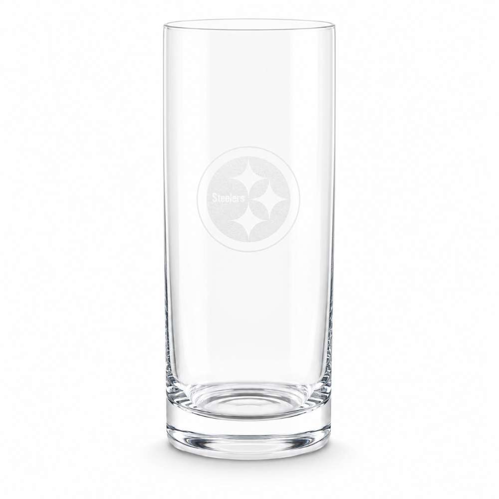 Pittsburgh Steelers Crate & Barrel Aspen Highball Glass Set with NFL team logo on classic 18 oz glass