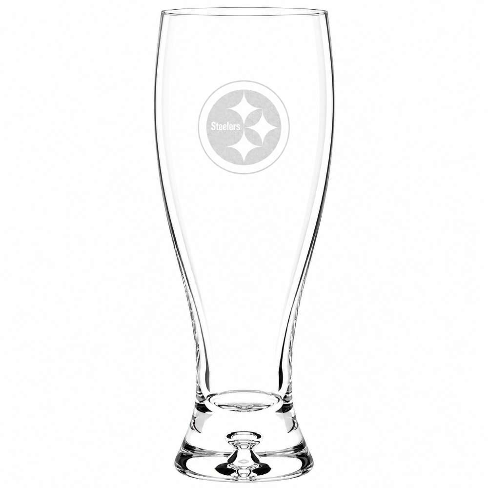 Pittsburgh Steelers Crate & Barrel Direction 17oz Hand-Blown Pilsner Beer Glass, Set of 4 hand-blown glass with team logo