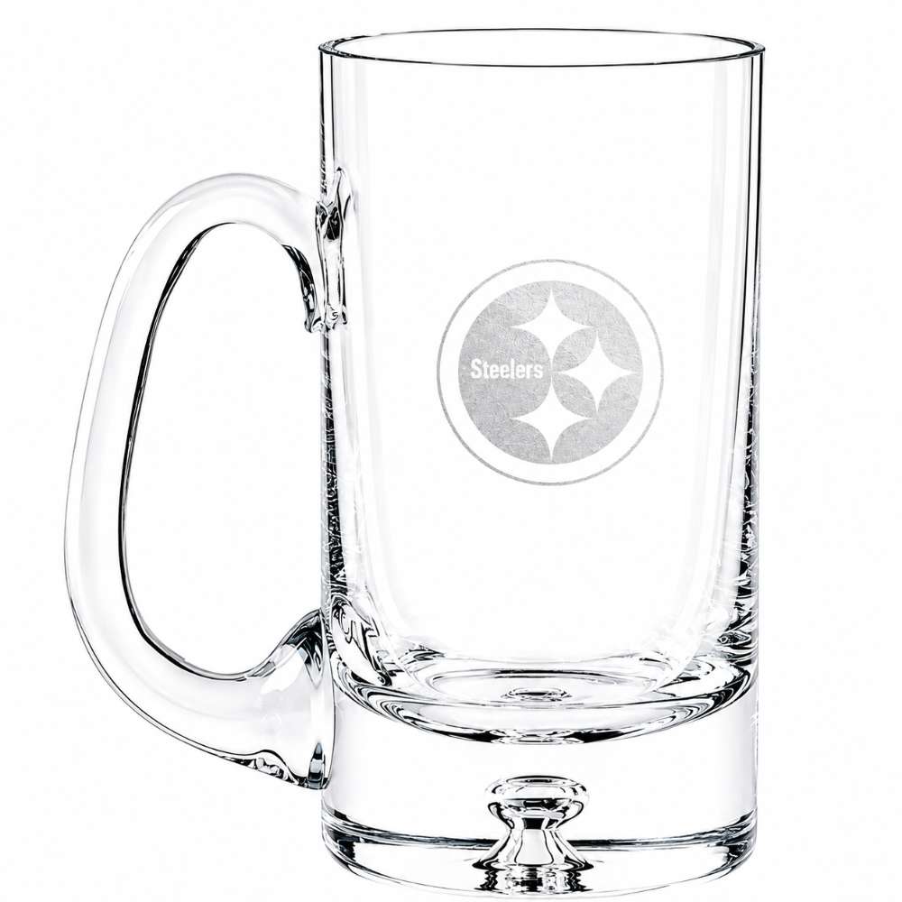 Pittsburgh Steelers Crate & Barrel Direction 22oz Hand-Blown Beer Mug, Set of 4 hand-blown glass with team logo