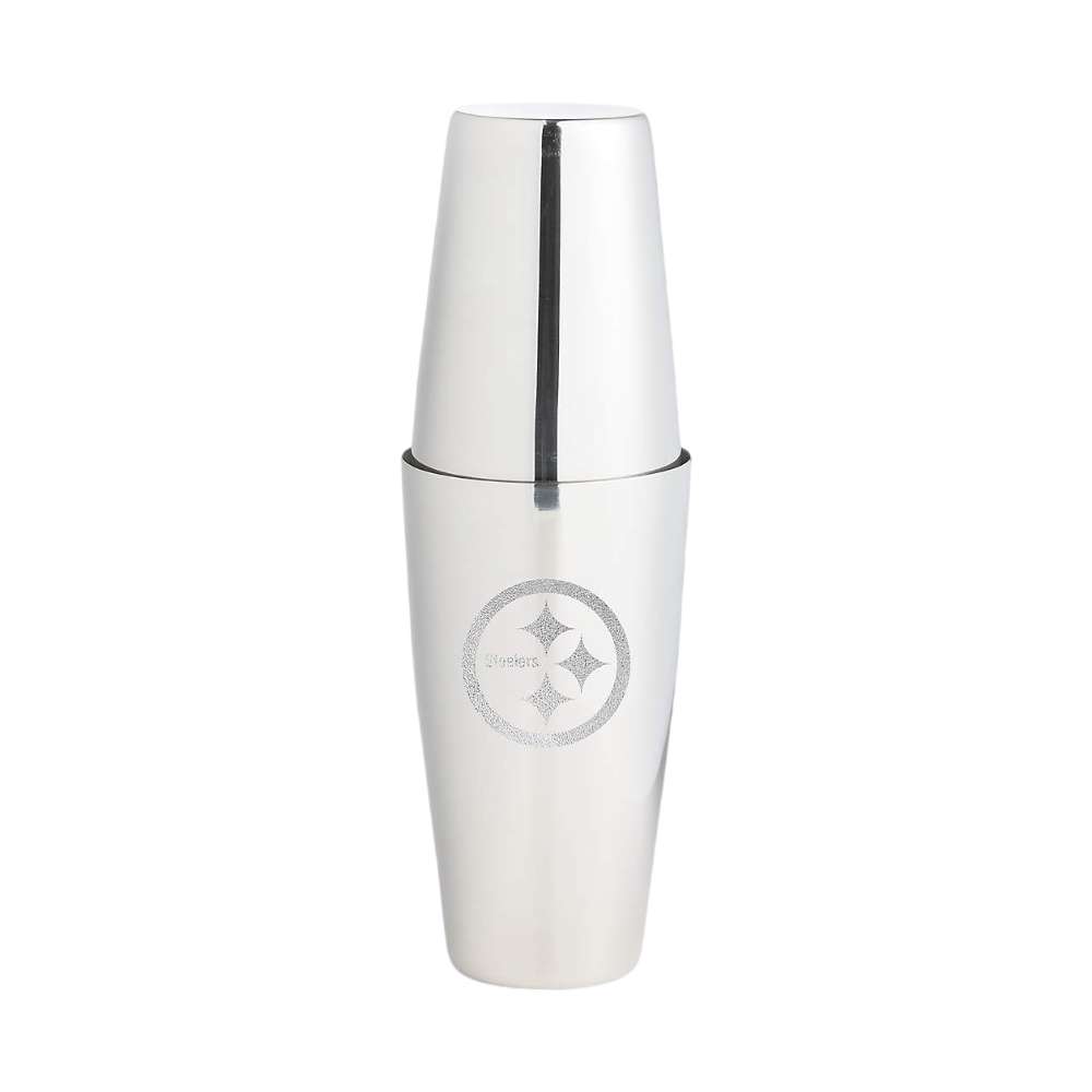 Pittsburgh Steelers Crate & Barrel Stainless Steel Boston Shaker with polished stainless steel finish