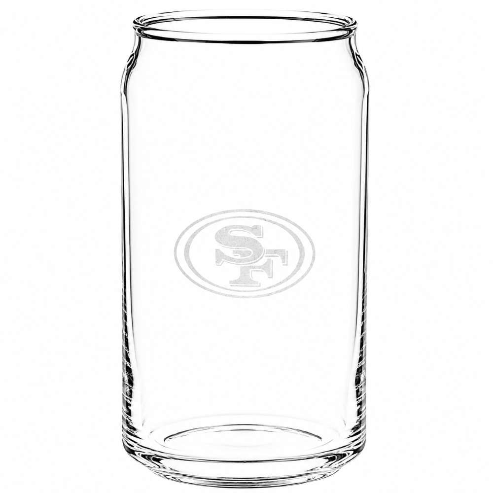 San Francisco 49ers Crate & Barrel Beer Can 16oz Glass, Set of 4 with NFL team logo
