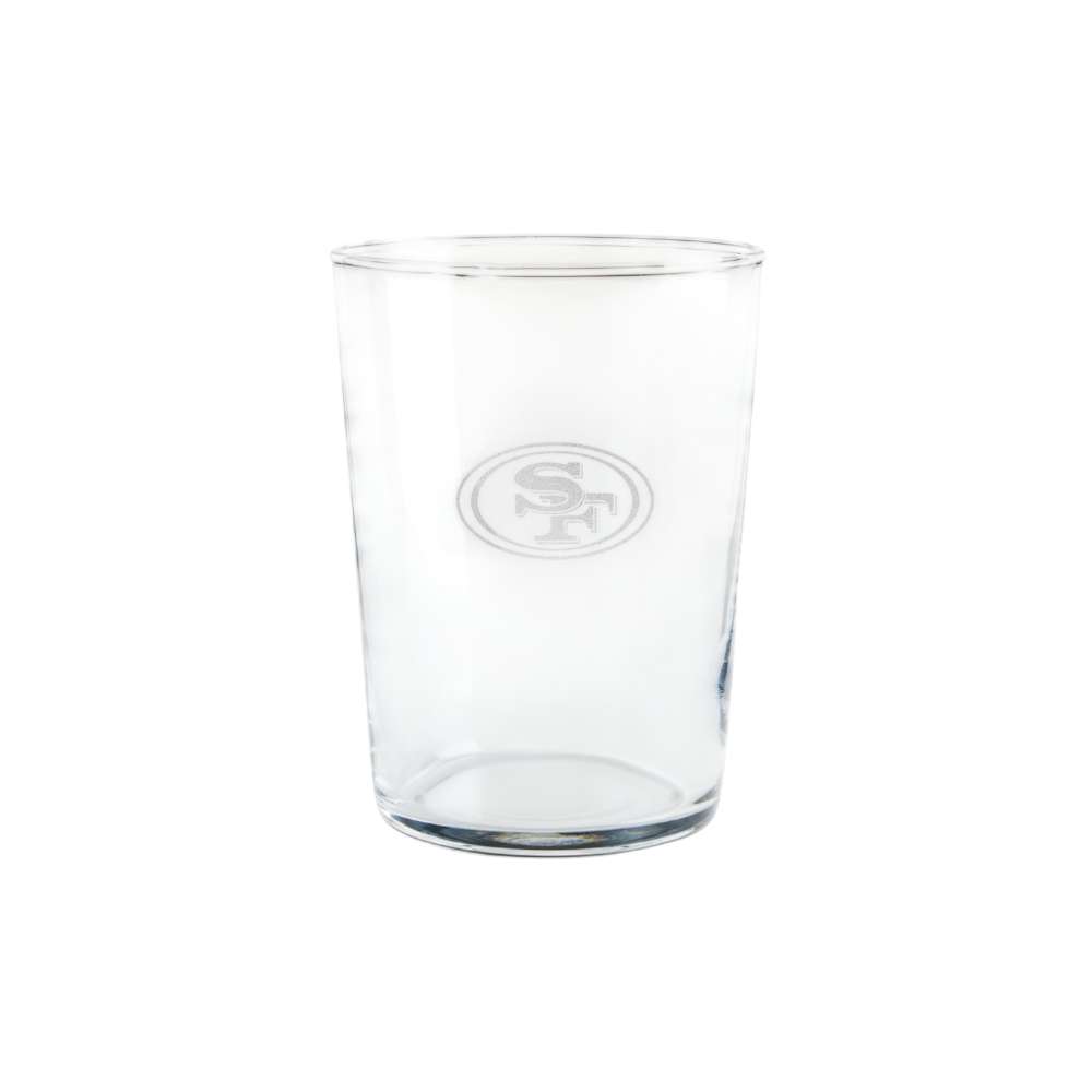 San Francisco 49ers Crate & Barrel Bodega 17oz Highball Glass, Set of 4 with clear glass and team logo