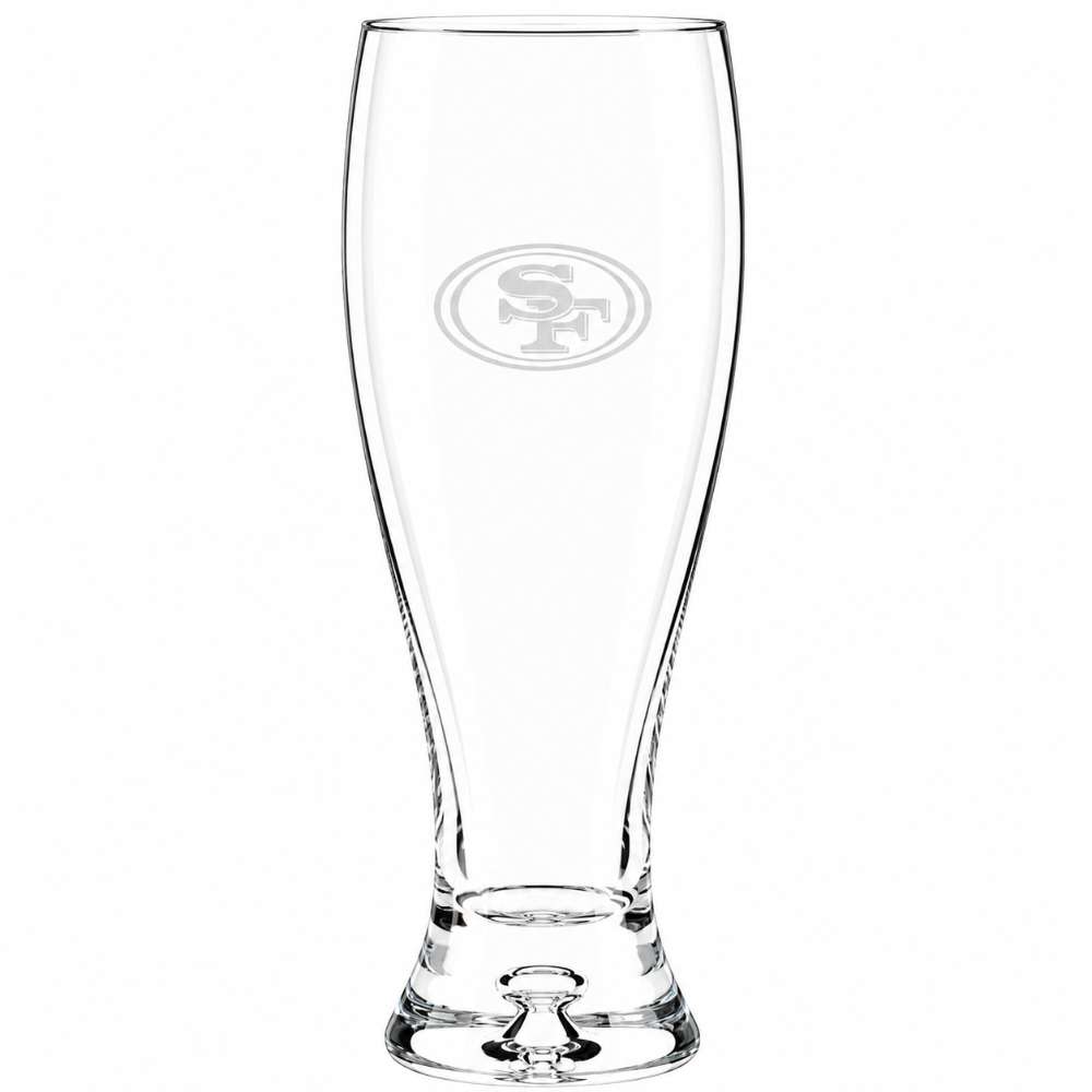 San Francisco 49ers Crate & Barrel Direction 17oz Hand-Blown Pilsner Beer Glass, Set of 4 hand-blown glass with team logo