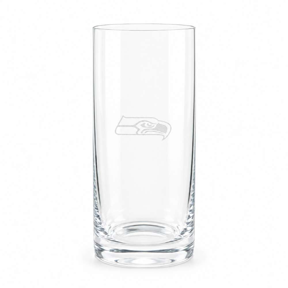 Seattle Seahawks Crate & Barrel Aspen Highball Glass Set with NFL team logo on classic 18 oz glass