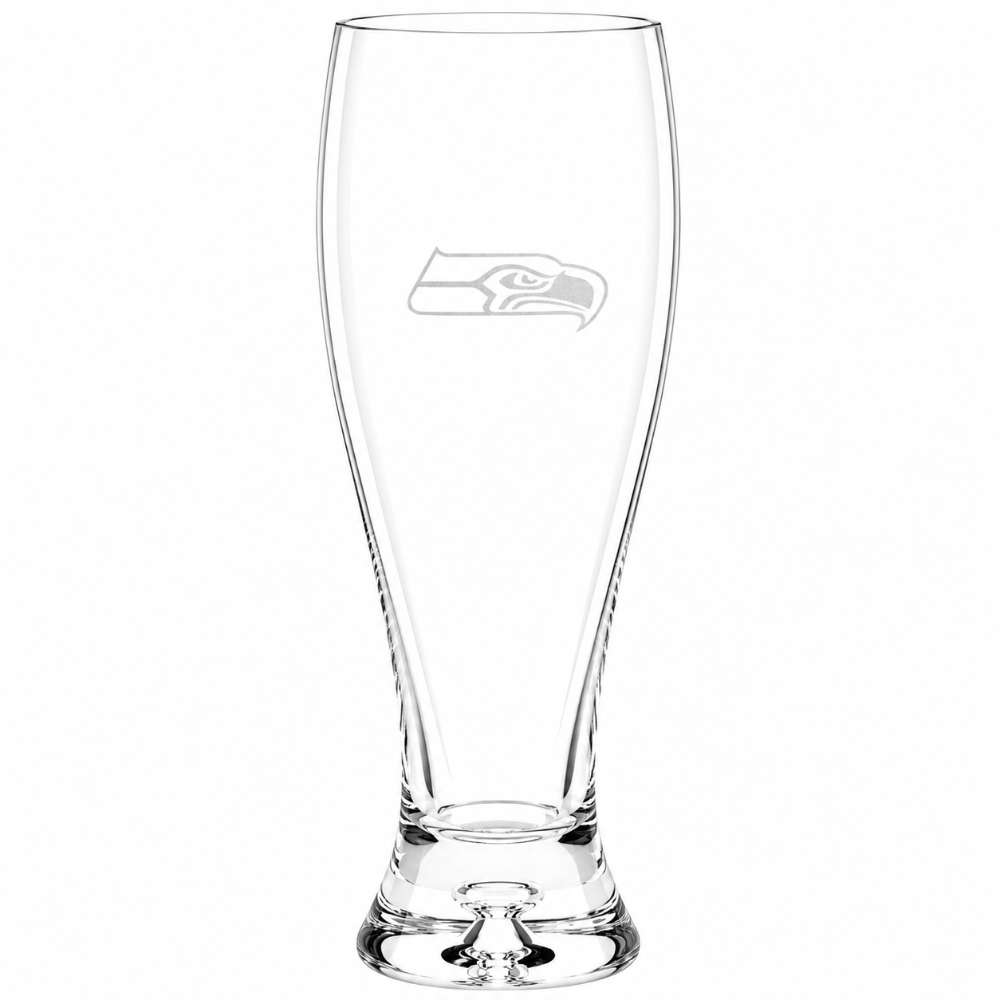 Seattle Seahawks Crate & Barrel Direction 17oz Hand-Blown Pilsner Beer Glass, Set of 4 hand-blown glass with team logo
