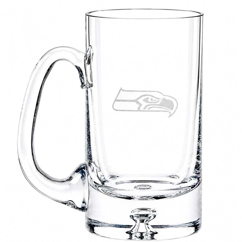 Seattle Seahawks Crate & Barrel Direction 22oz Hand-Blown Beer Mug, Set of 4 hand-blown glass with team logo