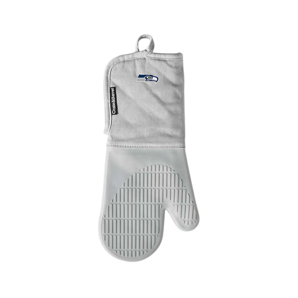 Seattle Seahawks Crate & Barrel NFL Organic Cotton Oven Mitt with Silicone Grip navy blue and green with silicone grip