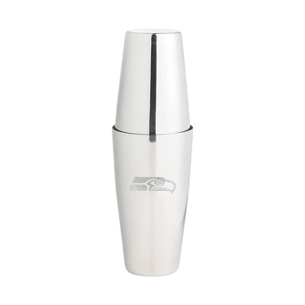 Seattle Seahawks Crate & Barrel Stainless Steel Boston Shaker with polished stainless steel finish