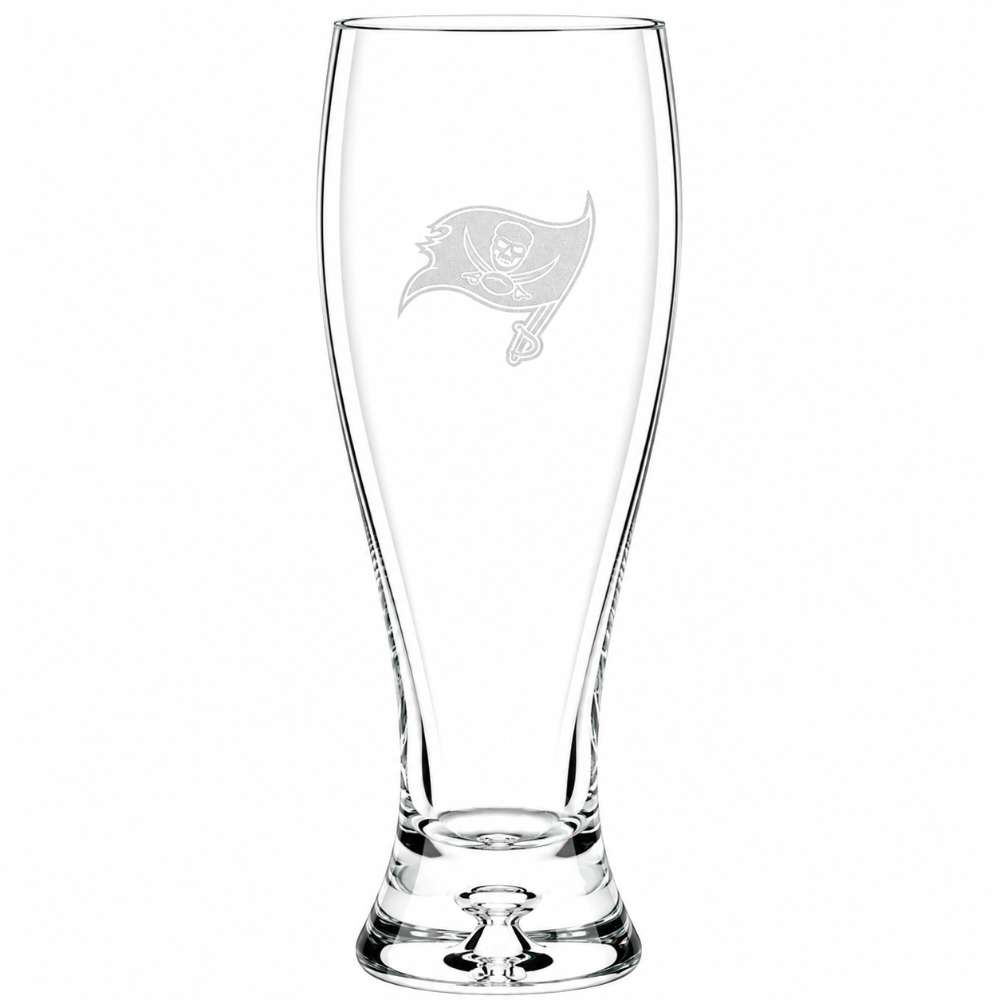 Tampa Bay Buccaneers Crate & Barrel Direction 17oz Hand-Blown Pilsner Beer Glass, Set of 4 hand-blown glass with team logo