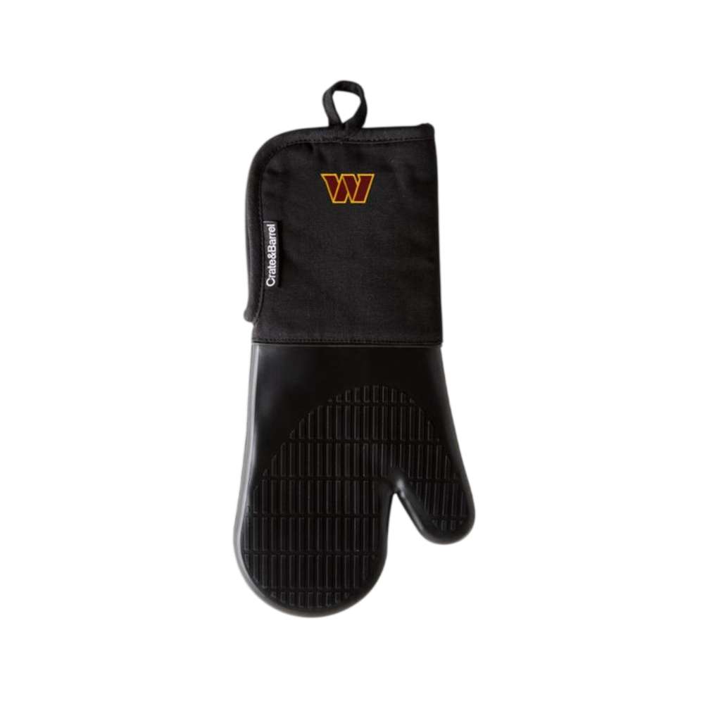 Washington Commanders Crate & Barrel NFL Organic Cotton Oven Mitt with Silicone Grip burgundy and gold with silicone grip