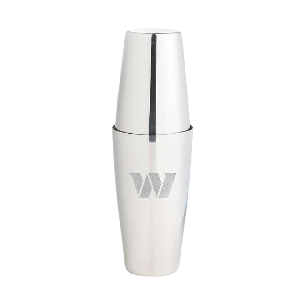Washington Commanders Crate & Barrel Stainless Steel Boston Shaker with polished stainless steel finish