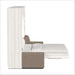 White Ash Inovabed Wall Bed with Extended Sofa side profile with the bed lowered