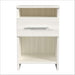 White Ash Inovabed Wall Bed with Sofa and Two Nightstands showing one nightstand head-on on a white background