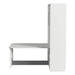 White Inovabed Murphy Bed with Desk in side profile on a white background, closed with the tabletop projecting forward above a dark footrest bar