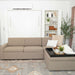 White Inovabed Wall Bed with Extended Sofa photographed room with the unit closed as a sofa and a matching ottoman in front