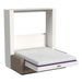 White Inovabed Wall Bed with Sofa and Two Nightstands photographed at an angle on a white background, opened with a bare mattress showing a purple band along its edge
