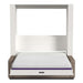 White Inovabed Wall Bed with Sofa and Two Nightstands seen head-on on a white background, opened with a bare mattress showing a purple band and a dark sofa base
