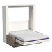 White Inovabed Wall Bed with Sofa and Wide Flex Cabinet photographed at an angle on a white background, opened with a bare mattress showing a purple band and a taupe sofa base