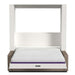 White Inovabed Wall Bed with Sofa and Wide Flex Cabinet seen head-on on a white background, opened with a bare mattress showing a purple band and a taupe sofa base