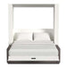 White Inovabed Wall Bed with Sofa and Wide Flex Cabinet seen head-on on a white background, opened with two white pillows, white bedding and a dark brown sofa base
