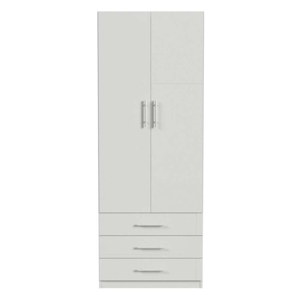 White Inovabed Wall Bed with Sofa and Wide Flex Cabinet showing the Wide Flex Cabinet closed head-on on a white background, with two tall doors above three drawers