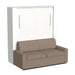 White Inovabed Wall Bed with Sofa closed on a white background, showing the two-seat beige sofa in front of the cabinet and two slim silver handles