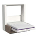 White Inovabed Wall Bed with Sofa photographed at an angle on a white background, opened with a bare white mattress showing a purple band along its edge