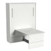 White Inovabed Wall Bed with Table and Two Narrow Flex Cabinets photographed at an angle on a white background, closed with the table extended and no side cabinets in shot