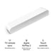 White Sonos Ray Sound Bar angled view above three captioned icons reading TV remote sync streamlined control, Apple AirPlay 2 stream from your Apple device and Touch controls tap or swipe to control