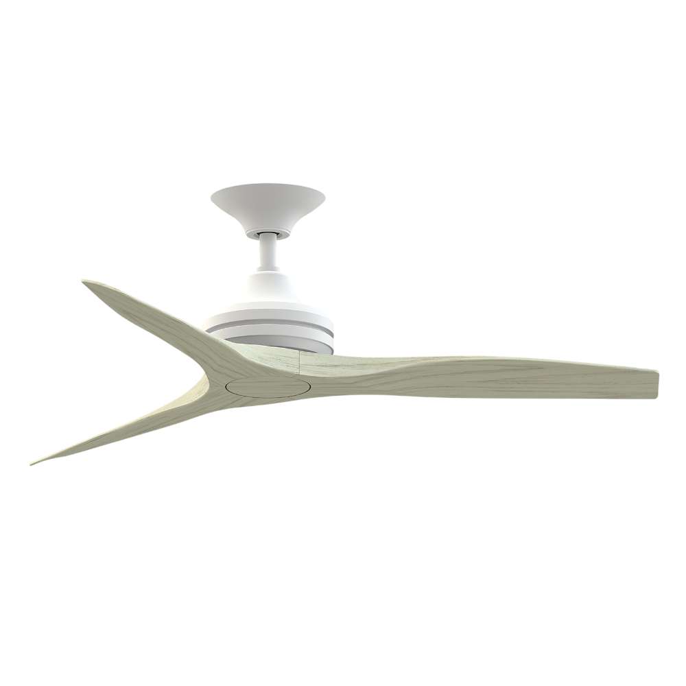 White/Light Oak Crate & Barrel Fanimation Spitfire Walnut Indoor/Outdoor Ceiling Fan 48 inch without LED light in front view